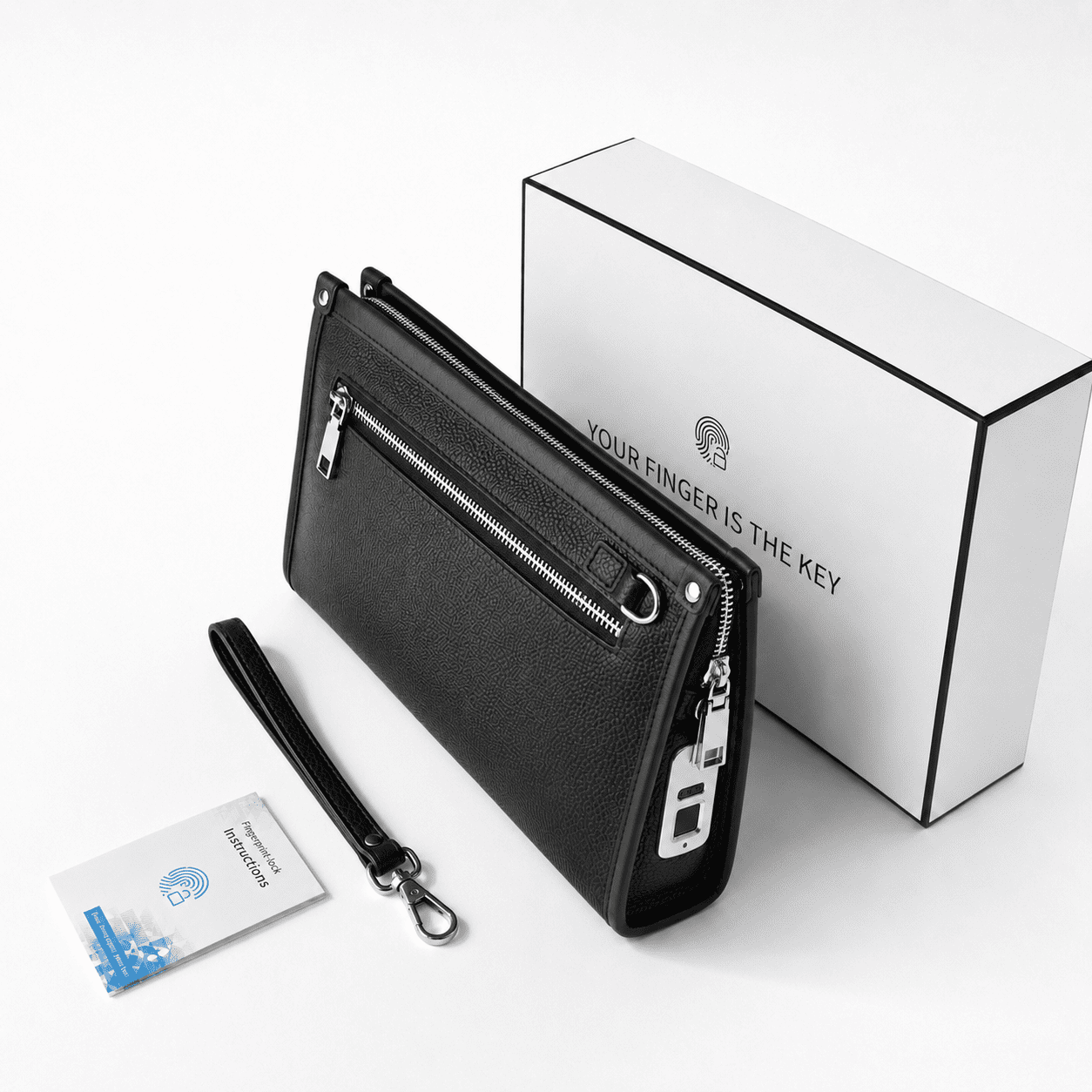 Pochette en Cuir Haut de Gamme avec Verrouillage Empreinte Digitale